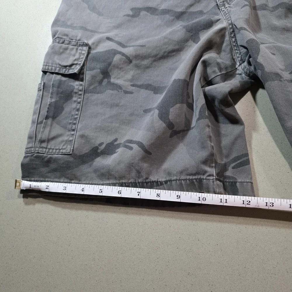 Mens Grey Camo Cargo Shorts Heavy Duty Cotton Utility Pockets Size 35‎